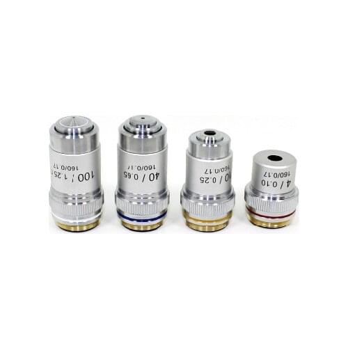 Brand New 1set 4x 10x, 40x, 100x Microscope achromatic Objective Lens for biological microscopes , DIN1160mm