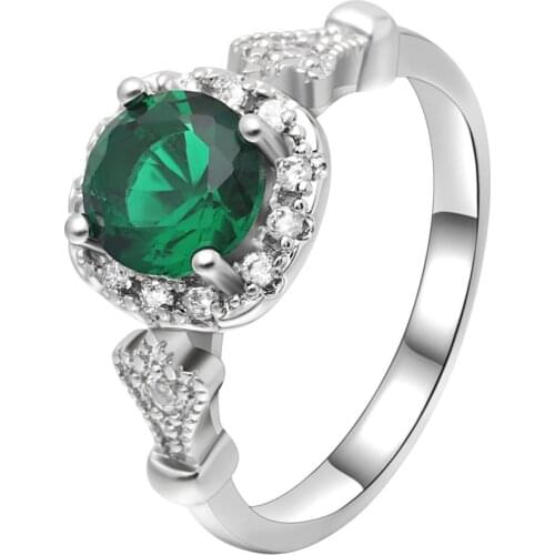 Hainon Green Austrian Crystal Rings For Women Silver Color Finger Wedding Engagement Rings Bright AAA Zircon Jewelry