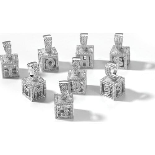 Hip Hop Shiny Square Dice Pendant Necklace Copper Gold Silver Color Iced Out Cubic Zircon Men Ms Jewelry Street Gift