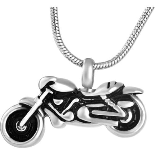 IJD8605 10 pcs/lot Cheap Wholesale Stainless Steel Motorcycle Memorial Urn keepsake Cremation Ashes Necklace For Men and Women