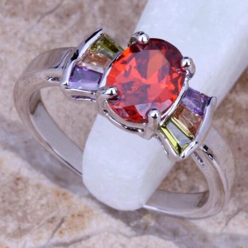Prominent Multicolor Multigem Silver Plated Ring Size 7 / 8 / 9 D930