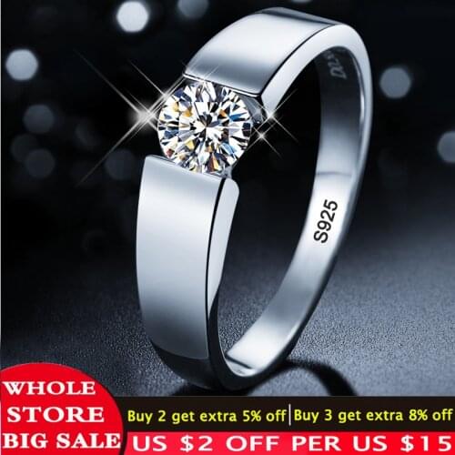 LMNZB With Certificate 100% Solid 925 Silver Rings Set 6mm 1ct CZ Diamant Engagement Wedding Rings Jewelry for Women and Men D10