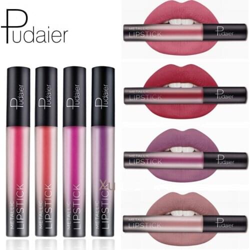PUDAIER 24Color Matte Nude Sexy Lipstick Silky Red Velvet Naked Lip Batom Beauty Waterproof Long Lasting Liquid Makeup Lip Gloss