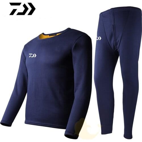 Daiwa Winter Fishing Set New Gold Velvet Thermal Underwear Women Plus Velvet Thickening Couple Suit Mens Cold and Warm Pajamas