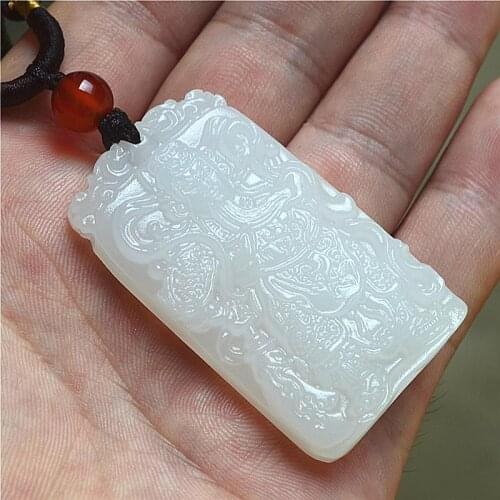Natural white jade pendant of men and women in Afghanistan KunLun Guan Guan Yu brand Jade Necklace