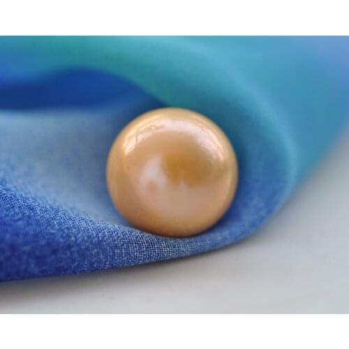 P7630 100% REAL17mm Round Yellow Loose Bead Pearl