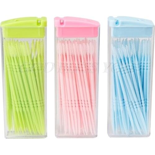 50Pcs / box Double-headed Dental Brush Teeth Sticks Floss Pick Toothpick Drop Shipping