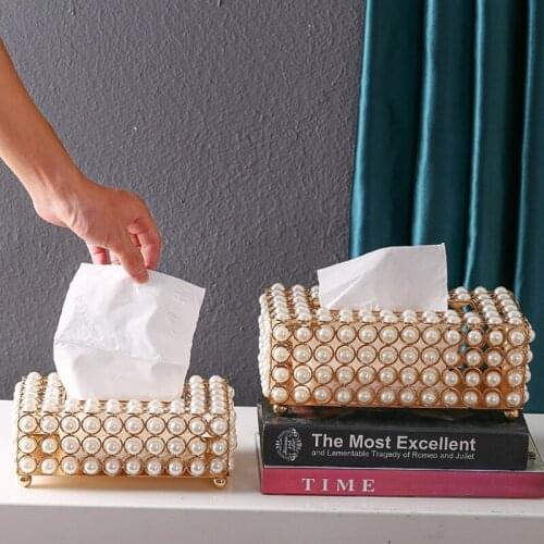 SFVEFVD Luxury Simulation Pearl Tissue Box Storage Case Desktop Removable Paper Container Napkin Dispenser Home Restaurant Car