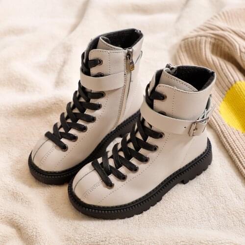 Children shoes Girls boots autumn and winter side zipper boots boys snow boots childrens PU leather boots Warm for winter boots
