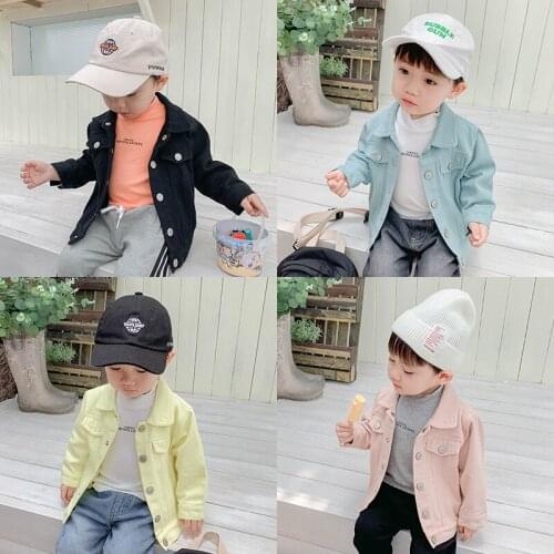 Spring Autumn Casual Kids Boys Denim Jackets Single Breasted Long Sleeve Children Coats Street Style Baby Boys Outwear 6M-6T