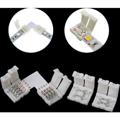 Solderless Clip-on Coupler Connector 2 Pin 10mm For 5050 Single Color LED Strip Light