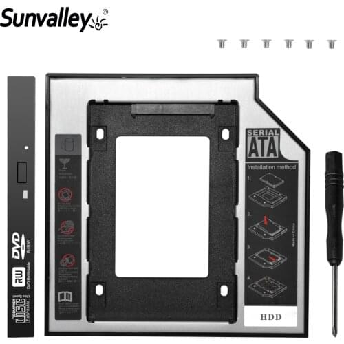 Sunvalley Brand New 9.5mm 2.5" SSD HDD Enclosure 2nd HDD Caddy SATA 3.0 Case For Hard Drive With Panel