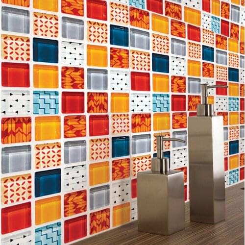 Creative mosaic pattern Stickers Tile kitchen bathroom floor decoration Mural Art Decals wallpaper home decor PET wall sticker