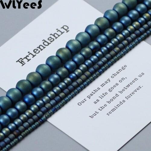 WLYeeS Matte Plating Green Hematite Round Beads Natural Stone 2 4 6 8 10mm Loose beads for DIY Jewelry Necklace Bracelet Making