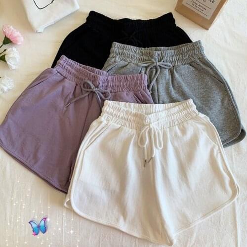 2021 Summer Female Clothes Cotton Casual Sport Shorts Women Harajuku Elastic Waist Drawstring Short Pants Ladies Y601
