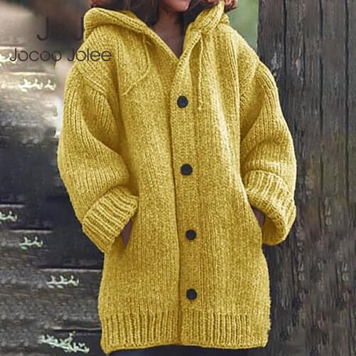 Women Cardigans Sweater Coat Warm Jacket Loose Wool Knitted Coat Autumn Winter Women Long Cardigan Oversized Hooded