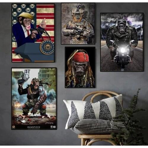 Animal Painting Interesting Motor Gorilla Canvas Oil Painting Mural Poster And Canvas Print Of Living Room Decoration Painting