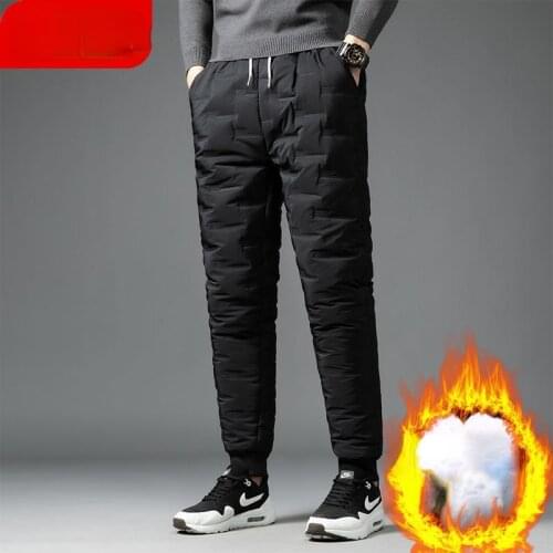 Winter Mens 90% White Duck Down Pants High Quality Slim Straight Snow Pants Warm Down Padded Trousers Male Clothing Y39