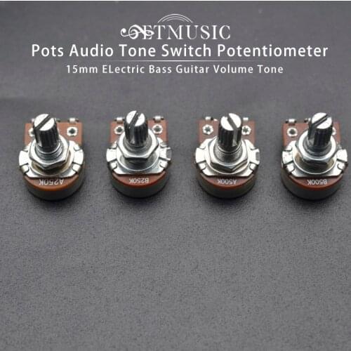 2pcs A500K /A250K Potentiometer Splined Small Pot Electric Guitar Bass Effect Amp Tone Volume 15mm Shaft Parts