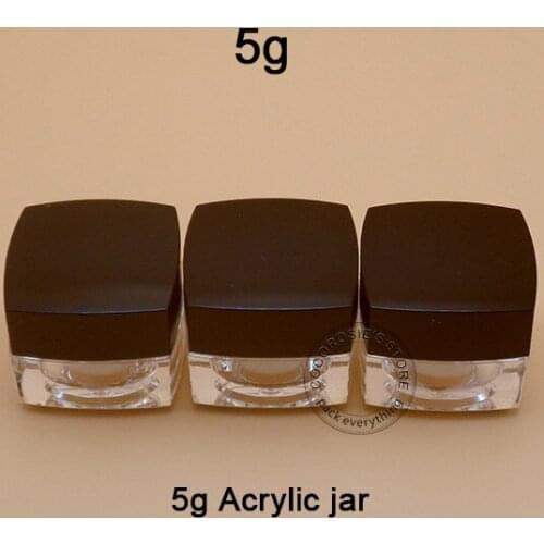 50PCS 5g cream jar black square jar,5cc cosmetic container for cream,acrylic cream jar,small refillable bottle