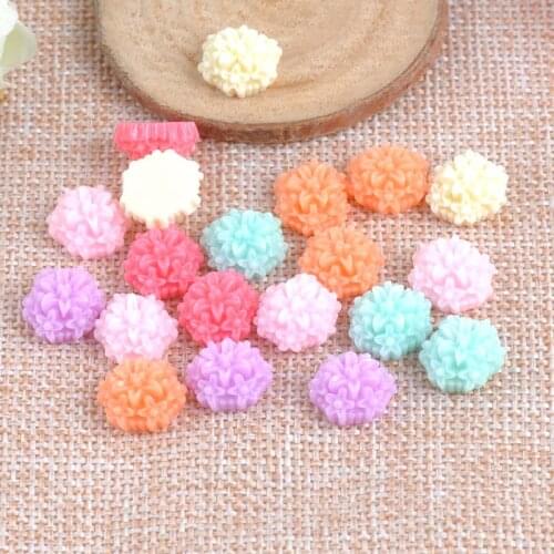 50PCS hydrangea flatback Resin Cabochons Scrapbook Craft 11mm DIY buttons phone decor Headwear accessories CP1485