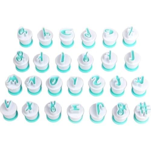 Free Shipping 26pcs Plastic Lowercase Cake Fondant Press Molds Sugar Craft DIY Tools Set HB0215J