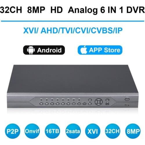 HD CCTV 5MP 16 / 32 Channel AHD DVR H.265 CVI TVI Analog IP Camera NVR 4K HDMI VIDEO P2P ONVIF Digital Video Recorder Up to 16TB