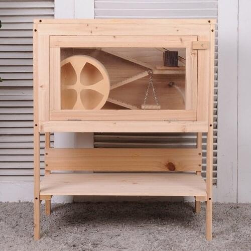 Handmade wooden hamster cage log squirrel hedgehog supplies complete set Golden Bear viewing room villa insulation room