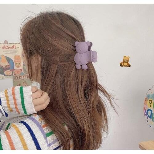 Women Girls Cute Candy Colors Cartoon Bear Hair Claws Sweet Headband Hair Ornament Clips Hairpins 2021 Fashion Hair Accessories