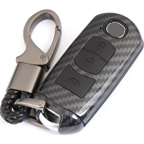 For Mazda axela CX3 CX4 CX5 MX5 atenza ABS carbon fiber key protection cover Car remote keychain Decorative accessories