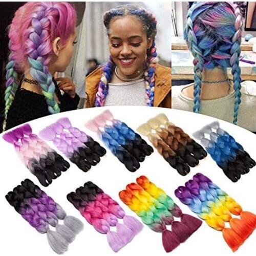 Jumbo Braiding Hair Extensions Kanekalon Braiding Hair 100G Ombre Multiple Tone Colored Synthetic Hair for Women