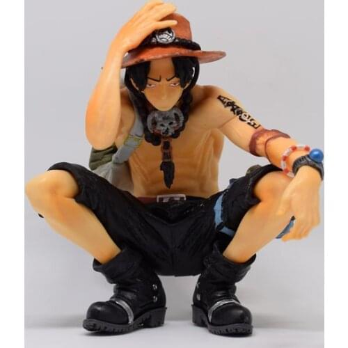 13CM ONE PIECE Figurines Anime Squatting Portgas D Ace PVC Action Figure Collection Model Toys Gifts