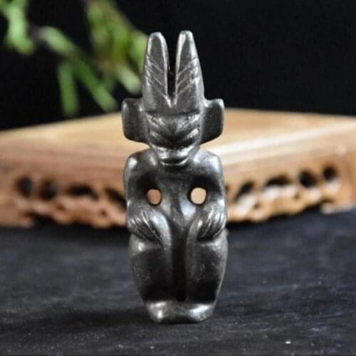 Hongshan culture archaize black iron meteorite sculpture figure statue