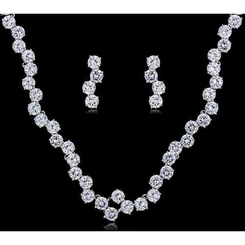 Individuality New Full AAA Cubic Zirconia Bride Wedding Necklace Earring Set Top Quality Women Prom Party Jewelry Sets CN10047