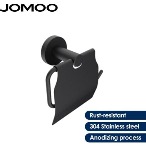 JOMOO Toilet Paper Holder, Stainless Steel Tissue Roll Holder Hanger Wall Mounted Kitchen Paper Holders, Matte Black