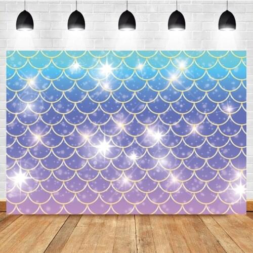 Laeacco Dreamy Fairytale Fish Scales Glitter Star Party Decor Love Stage Photophone Child Photo Background Photo Backdrops