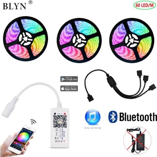 LED Bluetooth Strip RGB Controller 15M 10M 5M Flexible Tape Light Music Sync Light Smart Phone APP Control Party Backlight