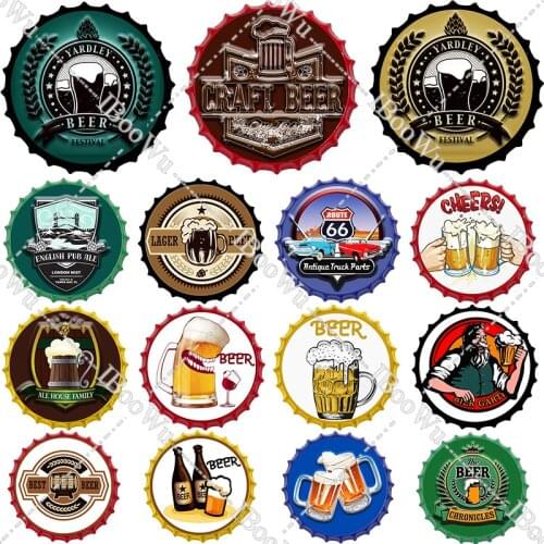 Beer Bottle Cap Metal Tin Signs Plaques Home Pub Bar Wall Decor Shabby-Chic Vintage Plate Art Poster 20/30/35/42CM