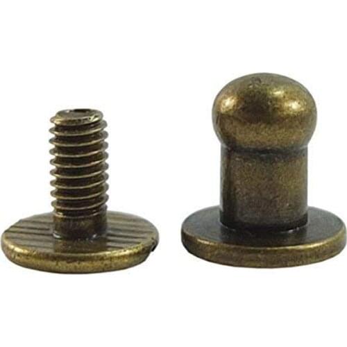 ZENTEII 10Sets Metal Metal Knob Screw Rivets Studs Leather Belt Watchband Round Monk Head Rivets Spikes Decor Nail Buckles DIY