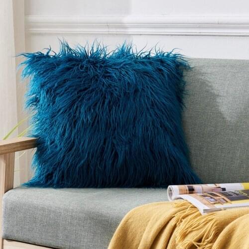 RAYUAN Artificial Wool Pillowcase Fur Sheepskin Hairy Faux Plain Fluffy Soft Pillow Cover Washable Pillow Case 3 Size