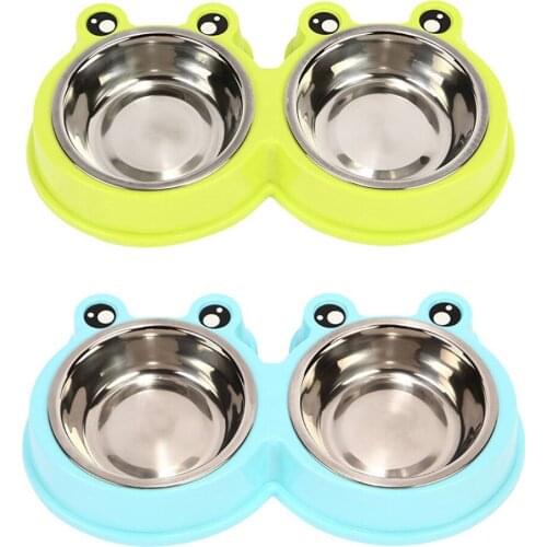 New Double Pet Cat Bowls 2021 Durable Stainless Steel Non-skid feeder for small medium dogs cats Food Water Feeding pets Bowl