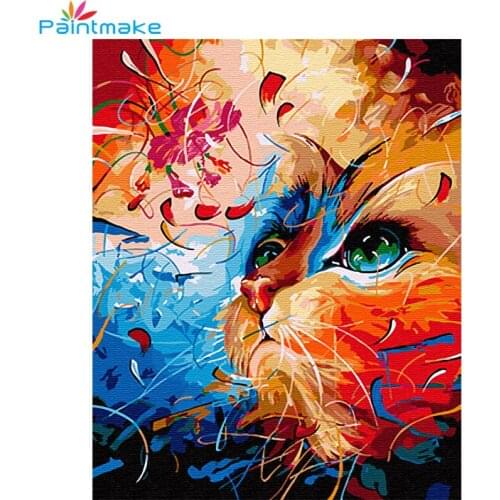 Paintmake animal DIY Painting By Numbers CAT Oil Painting On Canvas For Home Room Decor Wall Art Picture Gifts 40*50CM