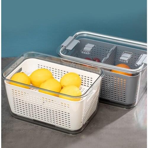 Japanese style rectangle vegetable washing basin Eco-friendly plastic fruit drain basket double layer fresh keeping special box
