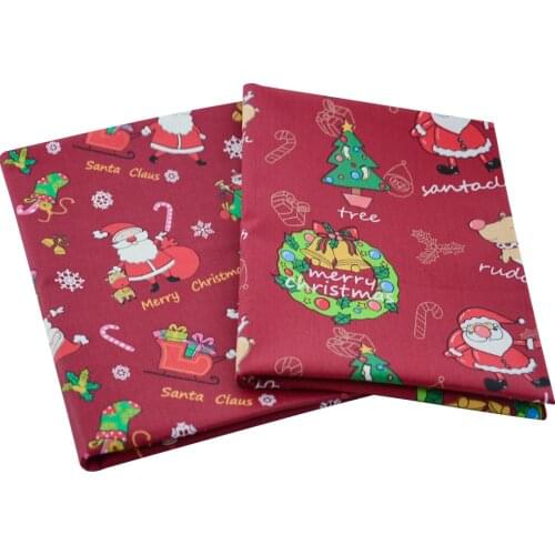 Booksew Christmas Cotton Fabric Printed Red Christmas Patchwork Santa Claus Quilting Fabrics DIY Sewing Accessorie Sewing Tissue