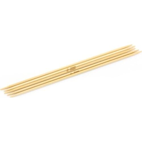 Bamboo Knitting Needles Natural Double Pointed Hand Sewing Crochet Hook DIY Weave Craft Tools 2.5mm,15cm long,5 PCs/Set
