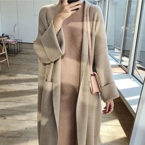 Sweater Knitwear Cardigan Women 2021 New Long Sleeve Solid Warm Vintage Autumn Winter Retro Daily Elegant Loose Korean