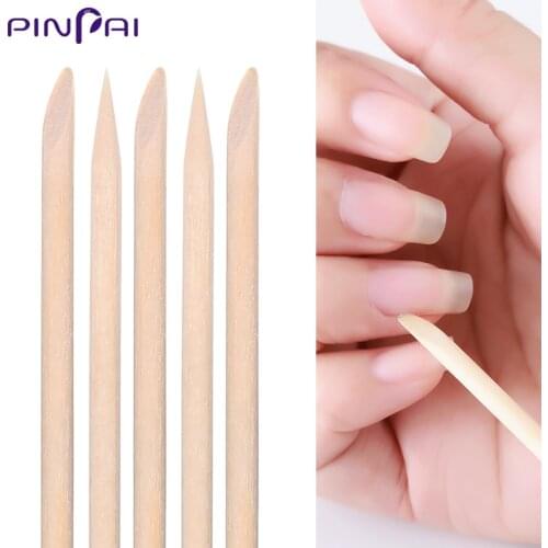 PinPai 20pcs Nail Art Design Orange Wood Sticks Cuticle Pusher Remover Manicure Pedicure Care Wooden Enviorment Nail Pushers