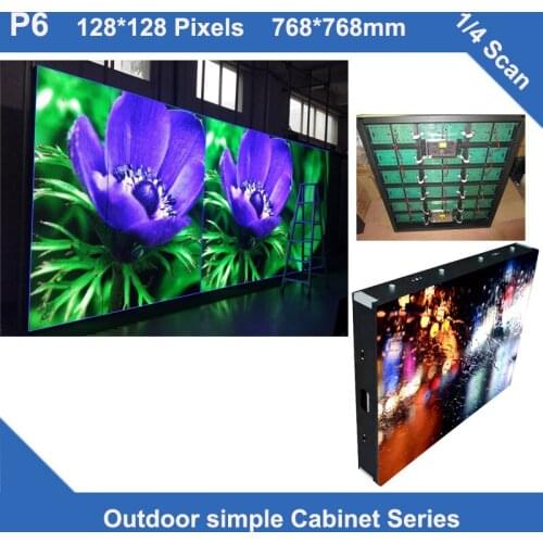 TEEHO panel LED Display Screen outdoor P6 fixed use simple iron Cabinet 768mm*768mm 128*128 dots 1/4 scan led sign billboard