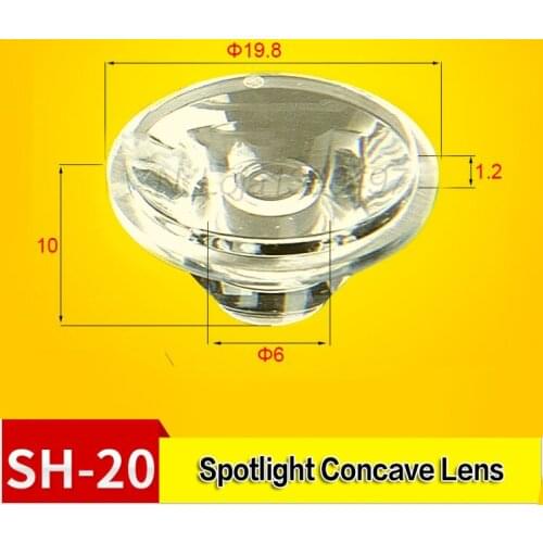 High quality Acrylic Led lens 20mm 45 deg 120 deg Smooth concave lens high power concave lens projection lens