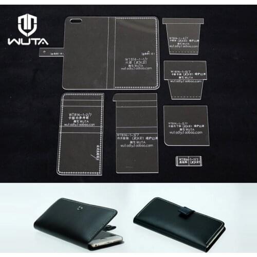 WUTA 814 Leathercraft Acrylic Template Phone Case Clear Acrylic DIY Handmade Pattern Set for iPhone 6 or iPhone 6 Plus with cove